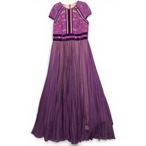 Tadashi Shoji Amanda Gown Dress Womens 16 Purple Pleated Mother of the Bride